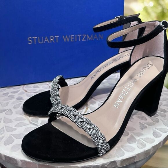 Stuart Weitzman Embellished Women's Nearlynude Highshine Sandal EUR 39 US 8.5 - Picture 4 of 13